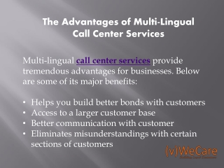 The Advantages of Multi-Lingual Call Center Services