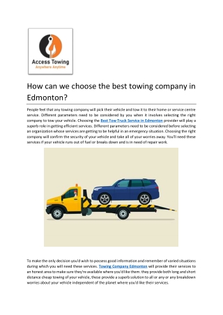 Cheap Tow Truck Service In Edmonton | Accesstowing.ca