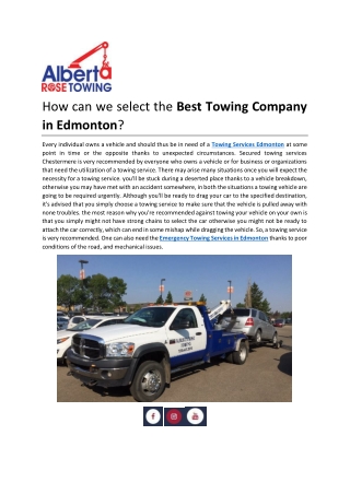 Cheap Tow Truck Service In Edmonton | Albertarosetowing.ca