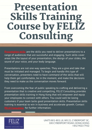 Presentation Skills Training Course by FELIZ Consulting