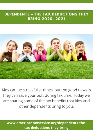 Dependents - The Tax Deductions They Bring