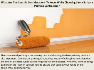 What Are The Specific Considerations To Know While Choosing Santa Barbara Painting Contractors?