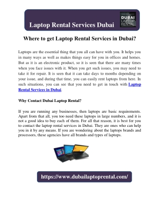 Where to get Laptop Rental Services in Dubai?