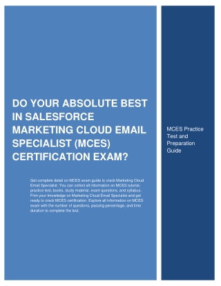 Do Your Absolute Best in Salesforce Marketing Cloud Email Specialist (MCES) Certification Exam