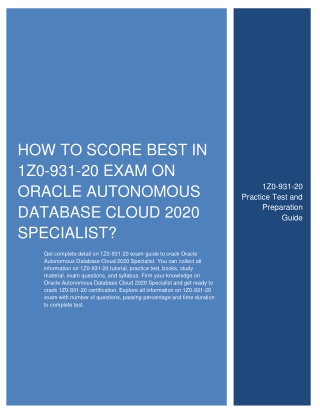 How to Score Best in 1Z0-931-20 Exam on Oracle Autonomous Database Cloud 2020 Specialist?