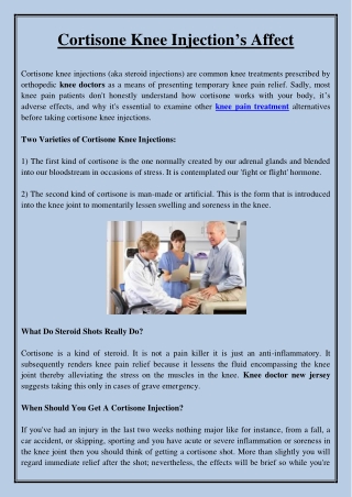 Cortisone Knee Injection’s Affect