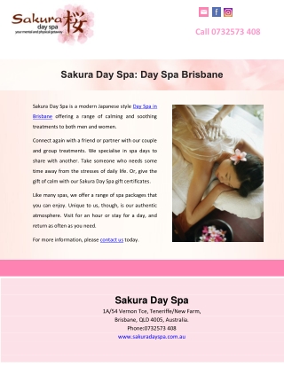 Sakura Day Spa: Day Spa Brisbane