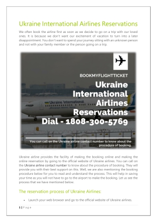 Ukraine International Airlines Reservations