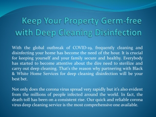 Keep Your Property Germ-free with Deep Cleaning Disinfection