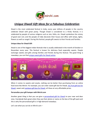 Unique Diwali Gift Ideas for a Fabulous Celebration