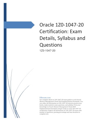 [UPDATED] Oracle 1Z0-1047-20 Certification: Exam Details, Syllabus and Questions