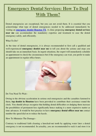 Emergency Dental Services: How To Deal With Them?