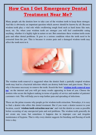 How Can I Get Emergency Dental Treatment Near Me?