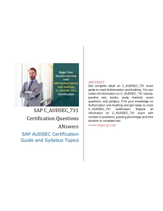 SAP C_AUDSEC_731 Certification Questions Answers [PDF]