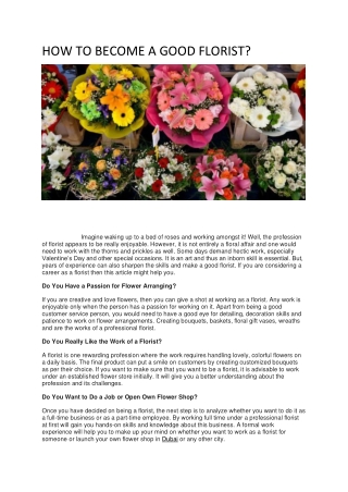 HOW TO BECOME A GOOD FLORIST?