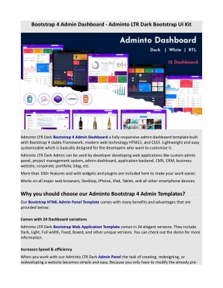 Bootstrap 4 Admin Dashboard - Adminto LTR Dark Bootstrap UI Kit