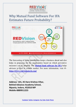 Why Mutual Fund Software For IFA Estimates Future Probability?