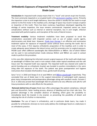 Orthodontic Exposure of Impacted Permanent Tooth using Soft Tissue Diode Laser