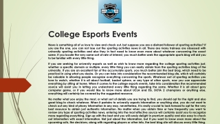 College Esports Events