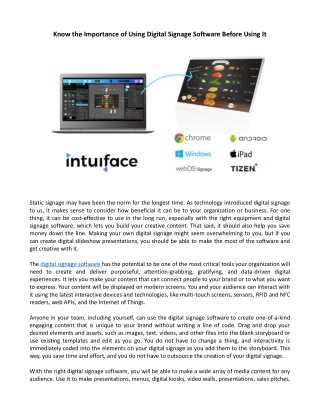 Know the Importance of Using Digital Signage Software Before Using It