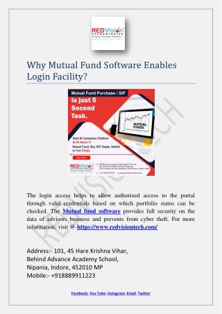 Why Mutual Fund Software Enables Login Facility?