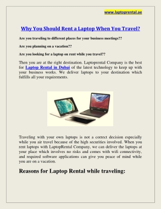 Why You Should Rent a Laptop When You Travel?