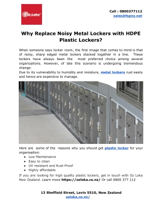 Why Replace Noisy Metal Lockers with HDPE Plastic Lockers?