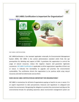 ISO 14001 Certification Is Important for Organization?