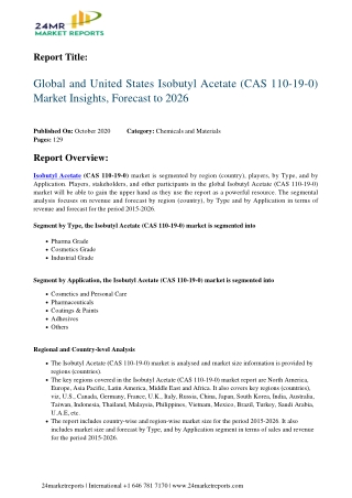 Isobutyl Acetate (CAS 110-19-0) Market Insights, Forecast to 2026