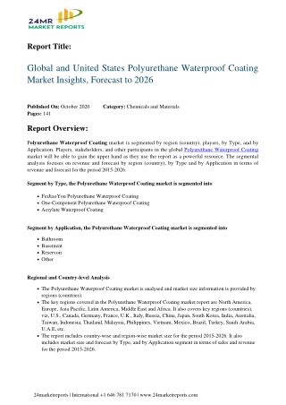 Polyurethane Waterproof Coating Market Insights, Forecast to 2026