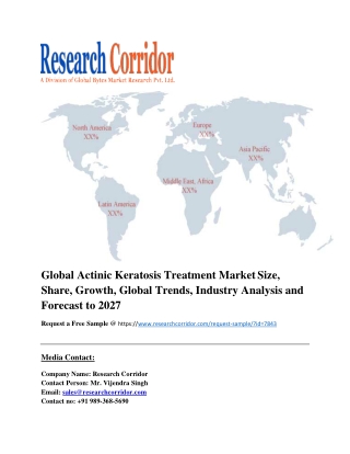 Global Actinic Keratosis Treatment Market Size, Share, Growth, Global Trends, Industry Analysis and Forecast to 2027