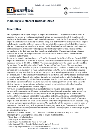 India Bicycle Market Outlook, 2022