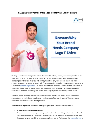 Reasons Why Your Brand Needs Company Logo T-Shirts