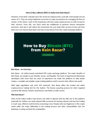 How to Buy Bitcoin (BTC) From Koin Bazar?