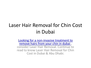 Laser Hair Removal for Chin Cost in Dubai