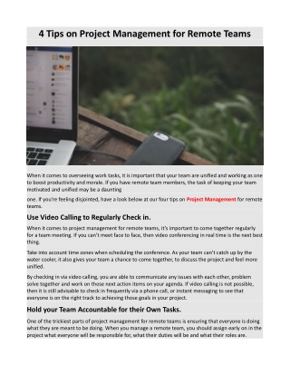 4 Tips on Project Management for Remote Teams