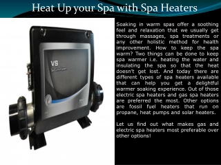 Heat Up your Spa with Spa Heaters