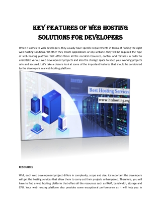 Key Features of Web Hosting Solutions for Developers