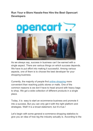 How To Choose The Best Opencart Developer For Your Shopping Business?