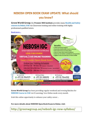 NEBOSH OPEN BOOK EXAM UPDATE: What should  you know?