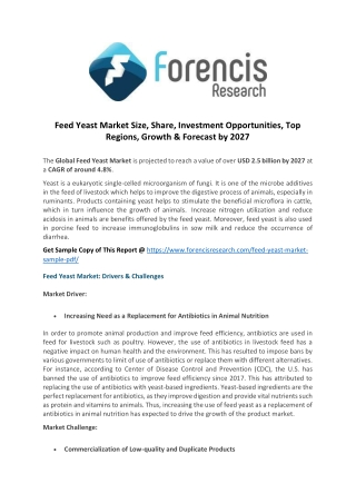 Feed yeast market an insight on the important factors and trends influencing the global industry scenario by 2027