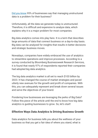 How Big Data Analytics Is Helping Businesses Grow