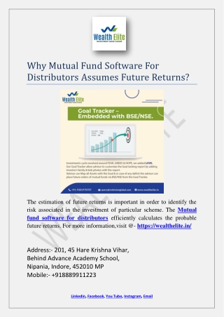 Why Mutual Fund Software For Distributors Assumes Future Returns?