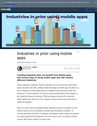 10 Industries in prior using mobile apps