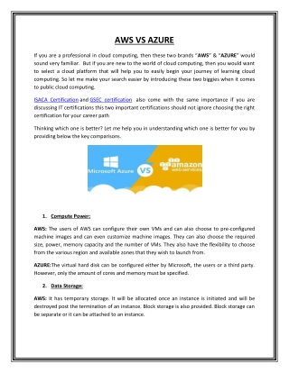 AWS VS AZURE