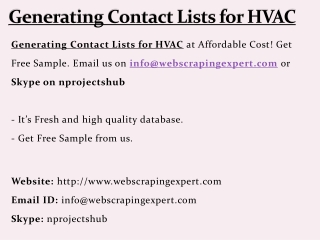 Generating Contact Lists for HVAC