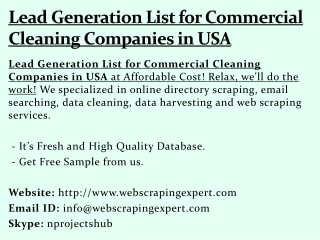 Lead Generation List for Commercial Cleaning Companies in USA