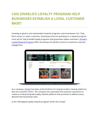 Can Zinrelo’s Loyalty Program Help Businesses Establish a Loyal Customer Base
