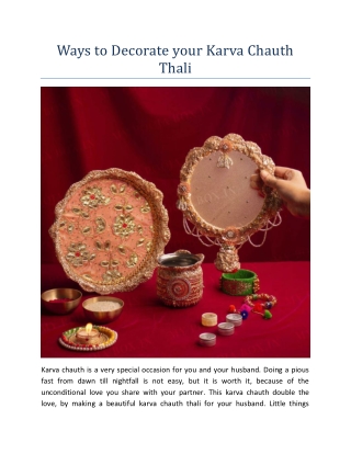 Ways to Decorate your Karva Chauth Thali