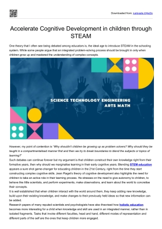 Accelerate Cognitive Development in children through STEAM